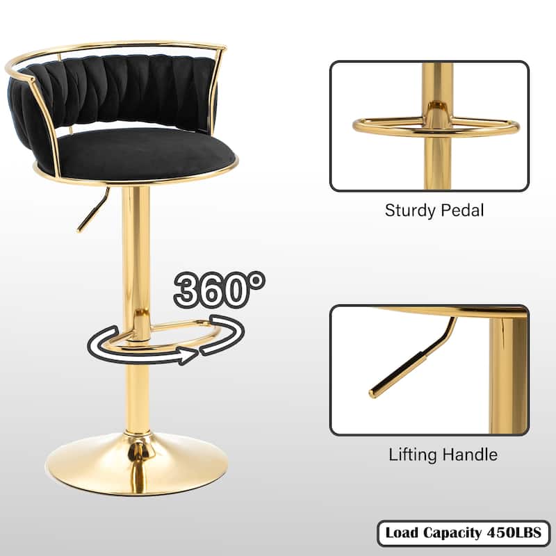 Modern Velvet 26" Adjustable Swivel Bar Stools (Set of 4)