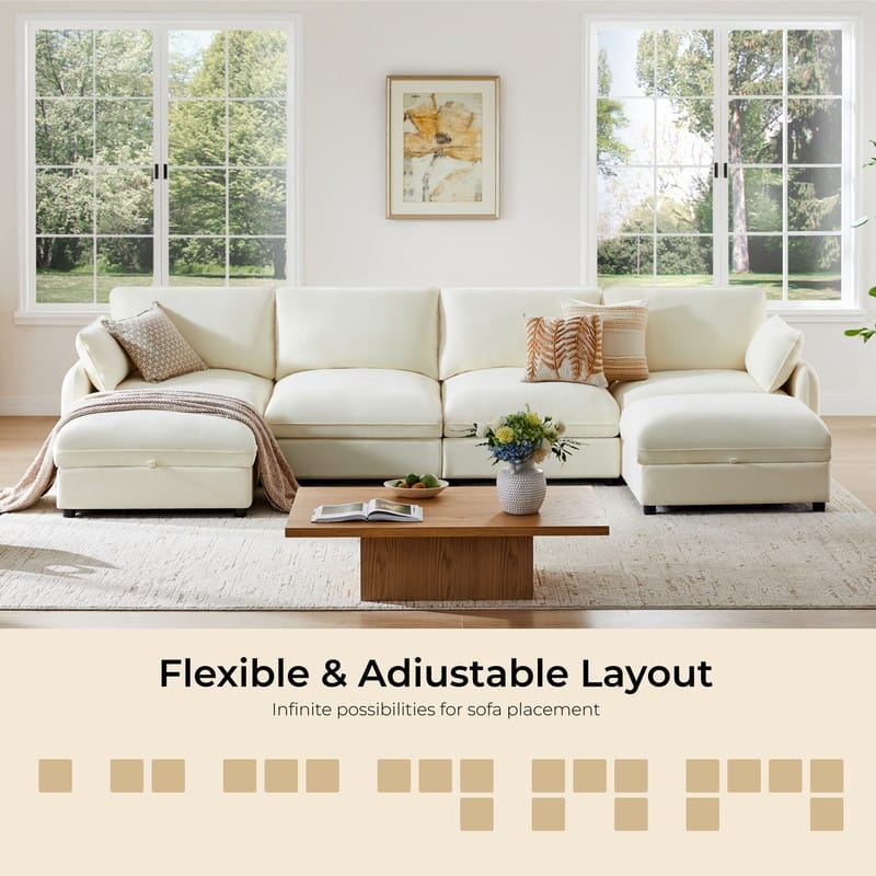 Spruce & Spring Oversized Cloud Modular Sectional Couches for Living Room