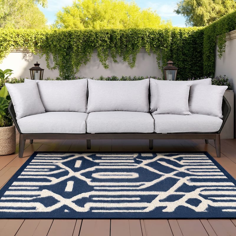 Athos Mid-Century Outdoor Solid Wood and Rope 93" Sofa