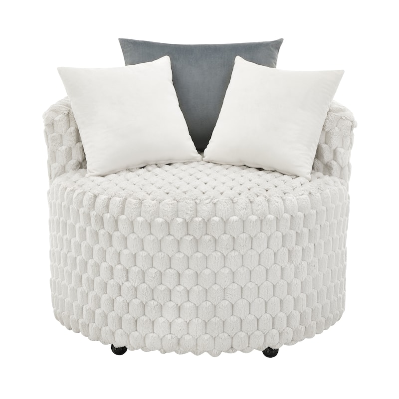 Plush 3D Upholstered Barrel Accent Chair