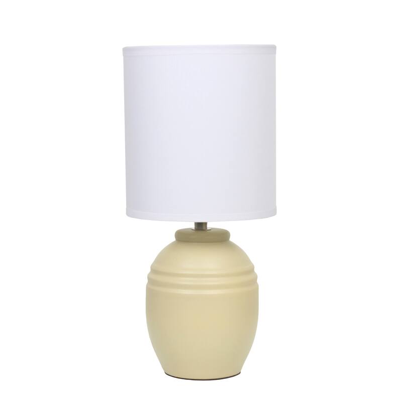 Mini Classic Jar Ceramic Table Lamp with White Drum Shade - 19.5" - Beige