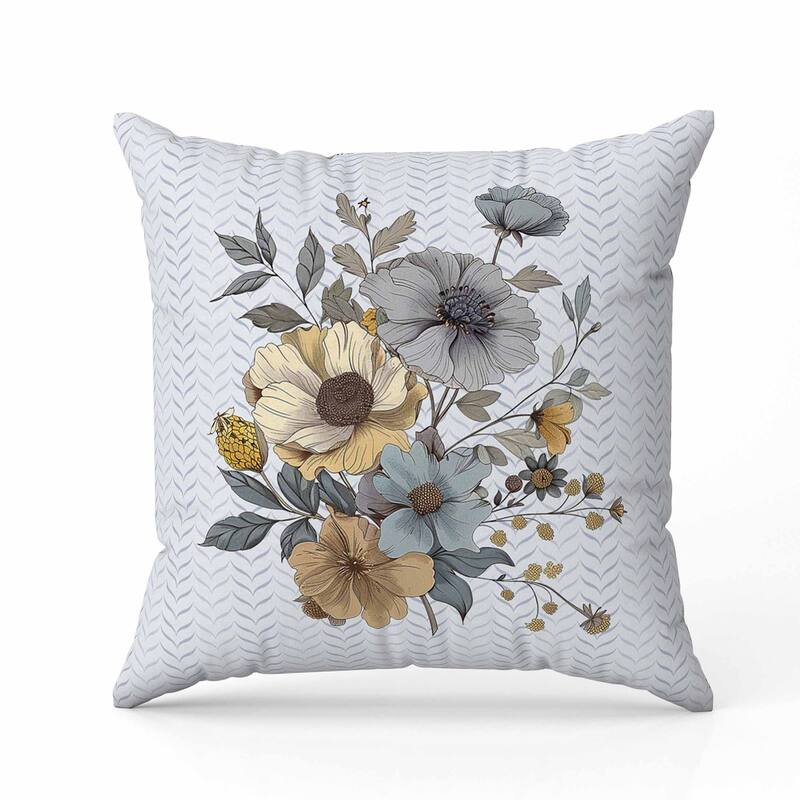 Misty Meadows Indoor/Outdoor Reversible Throw Pillow Blue and Gold