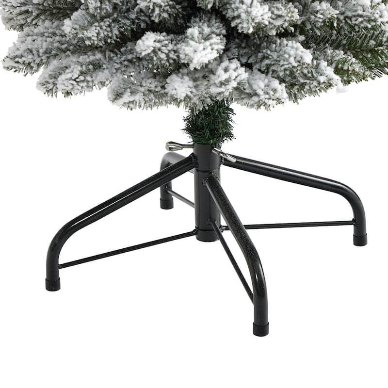 5ft. Flocked Pencil Artificial Christmas Tree with 318 Branches - Sleek Snowy Seasonal Holiday X-Mas Tree