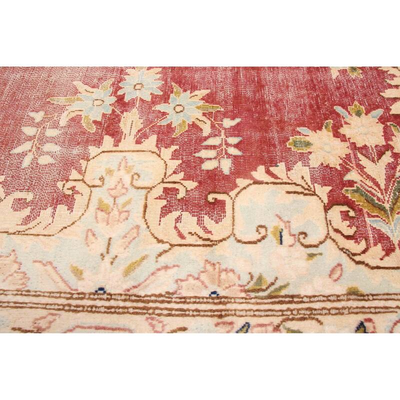 ECARPETGALLERY Hand-knotted Antalya Vintage Dark Red Wool Rug - 9'11 x 13'0