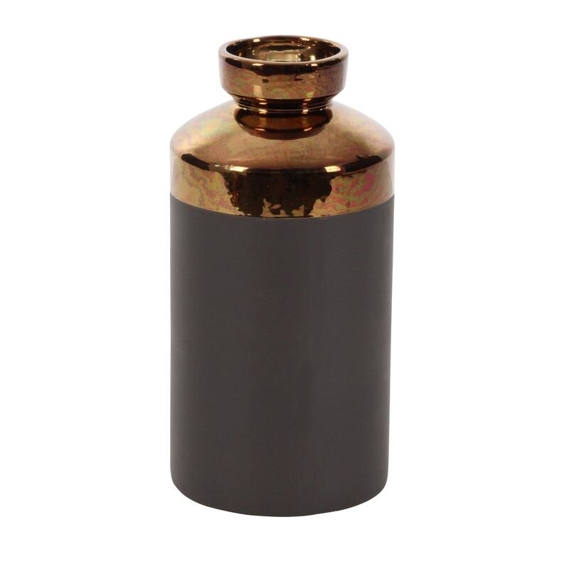 Ceramic Decorative Vase with Copper Like Tops - Set of 3 Gray - CosmoLiving by Cosmopolitan
