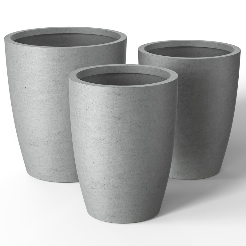 Tall Concrete Round Plant Pots / Large Indoor and Outdoor flower Planters