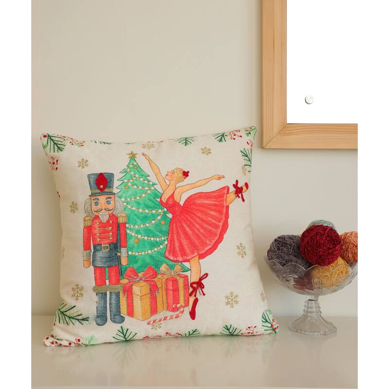 Vibhsa Holiday Nutcracker Ballerina Holiday Pillow, 20" x 20"