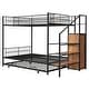 preview thumbnail 6 of 12, Black Twin over Full Metal Bunk Bed with Trundle and Lateral Storage