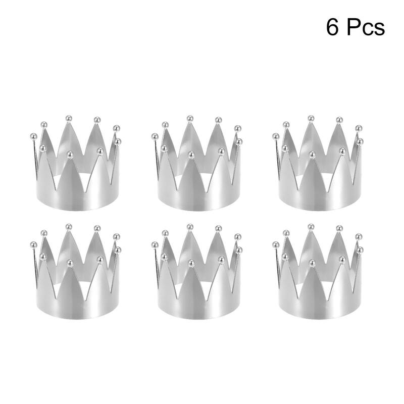Napkin Rings, 6pcs 43mm ID Alloy Crown Shape Napkin Buckles, Silver Tone