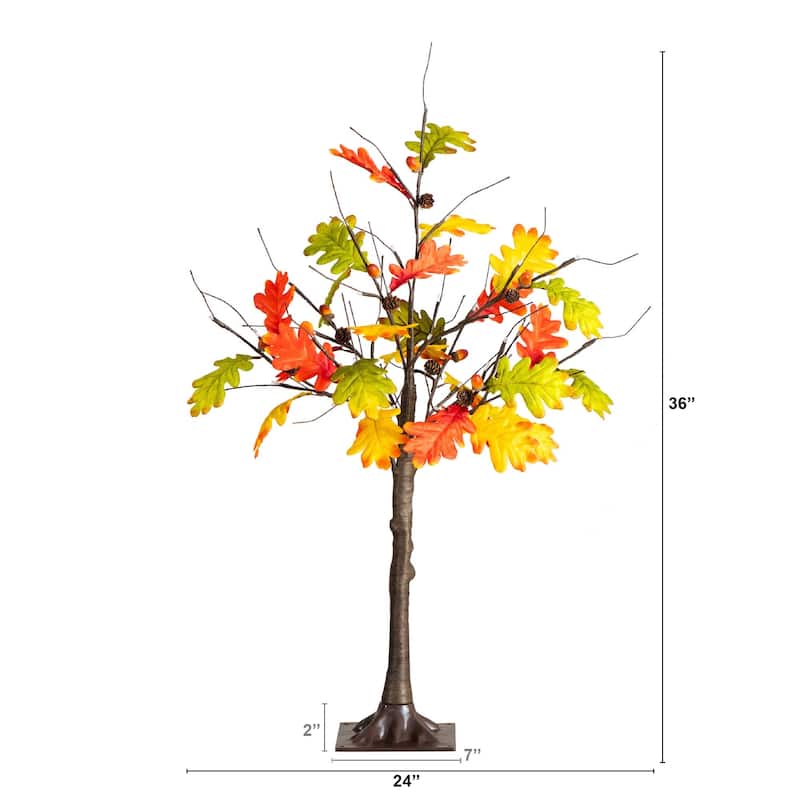 Pre-Lit Maple Artificial Fall Tree with Pinecones and Acorns - 3' - LED Lights