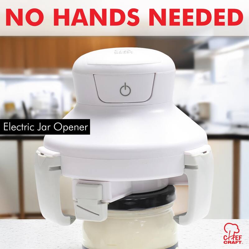 Chef Craft Electric Jar Opener, Hands-Free Automatic Lid Remover for Seniors, Arthritis and Weak Hands, Fits Wide...