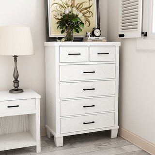 Vintage Dresser with 6 Wide Drawers and Metal Handles - Bed Bath ...