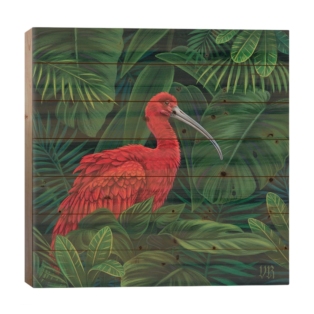 Scarlet Ibis Print On Wood by Vasilisa Romanenko - Multi-Color