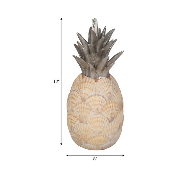 Sagebrook Home's Unique 12" Seashell Pineapple Decorative Object - 5" x 5" x 12"