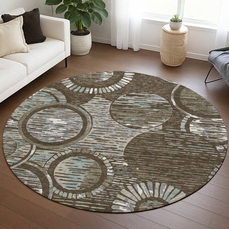 Machine Washable Indoor/ Outdoor Modern Grover Chantille Rug