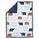 preview thumbnail 9 of 7, Lambs & Ivy Playful Elephant Blue/White Cotton 3-Piece Baby Crib Bedding Set