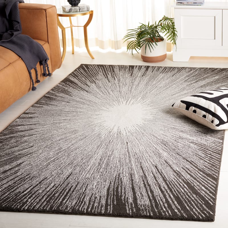 SAFAVIEH Handmade Abstract Lazzara Modern Wool Rug - 4' x 6' - Ivory/Charcoal