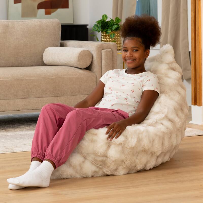Raven-Symoné Home Pillow Saxx Jr Crash Puff, Giant Floor Pillow & Synthetic Fur Bean Bag Lounger