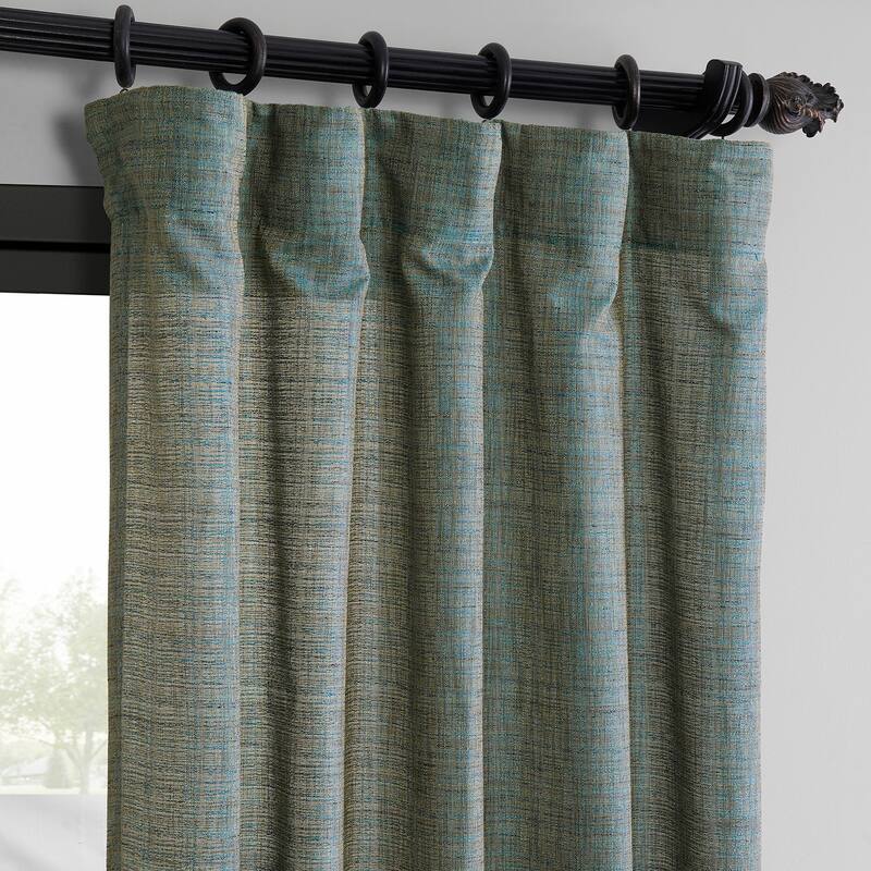 Exclusive Fabrics Raw Linen Weave Light Filtering Curtains for Bedroom & Living Room Curtains Pair - 2 Panel Drapes