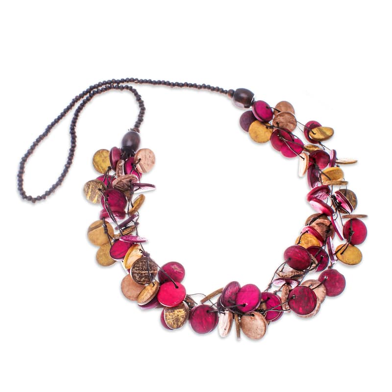 Novica Handmade Cycles Of Tenderness Wood And Coconut Shell Beaded Strand Necklace
