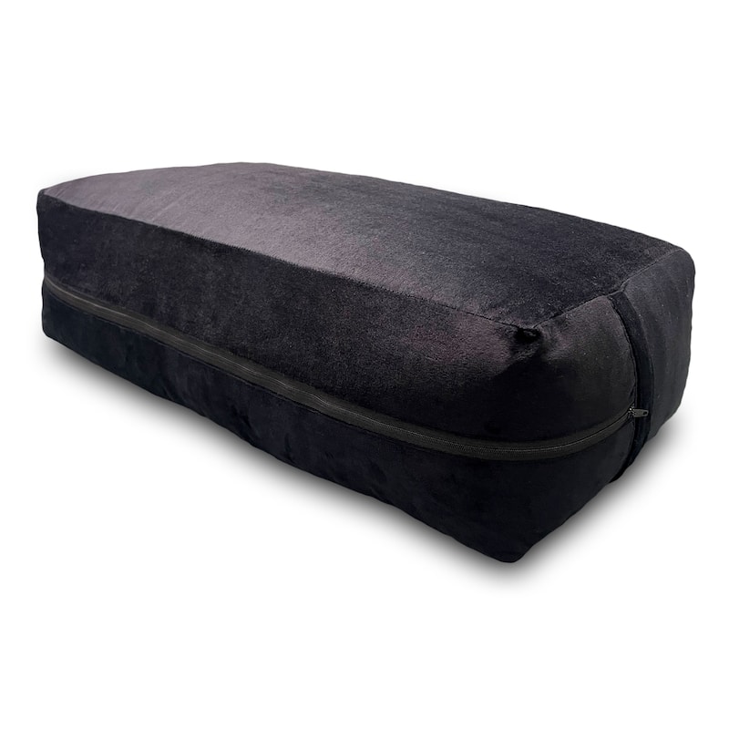 Yoga Firm Large Yoga Bolster Pillow Cushion 24" x 12" x 6" for Restorative Yoga, Rectangular Cotton and Removable Cover - Black