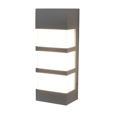 State 12-inch ADA Textured Grey LED Outdoor Sconce, White Acrylic Shade