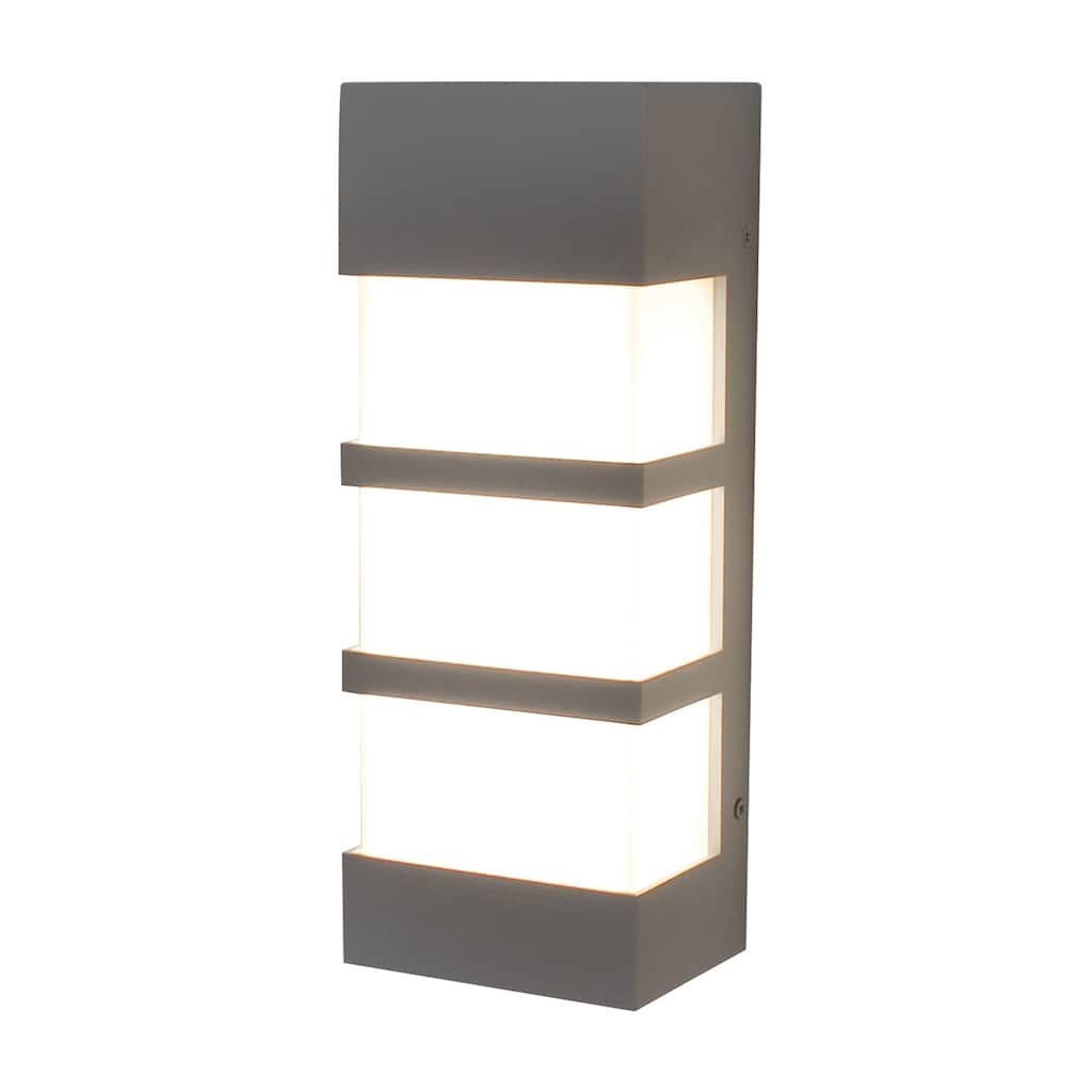 State 12-inch ADA Textured Grey LED Outdoor Sconce, White Acrylic Shade