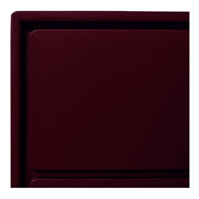 NADAAL STUDIOS Saryn Dresser, Six Soft-Close Drawers with Open Shelf and Sculptural Legs, Deep Red