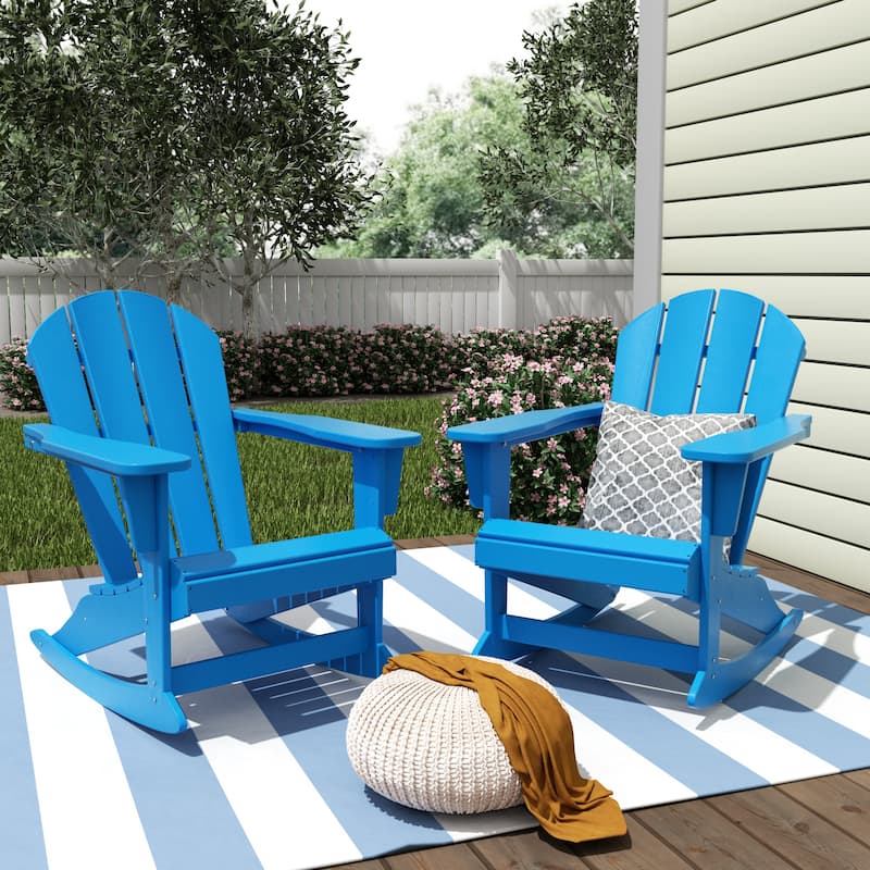 Polytrends Laguna Hdpe All Weather Outdoor Patio Rocking Chair (Set of 2) - Pacific Blue