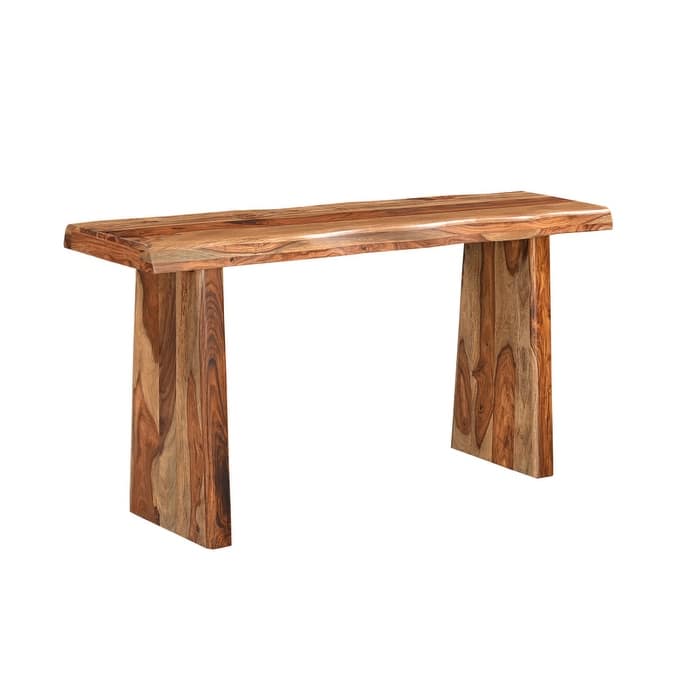HomeRoots 60" Brown Solid Wood Double Pedestal Live Edge Console Table - 60 in. x 30 in. x 15 in.