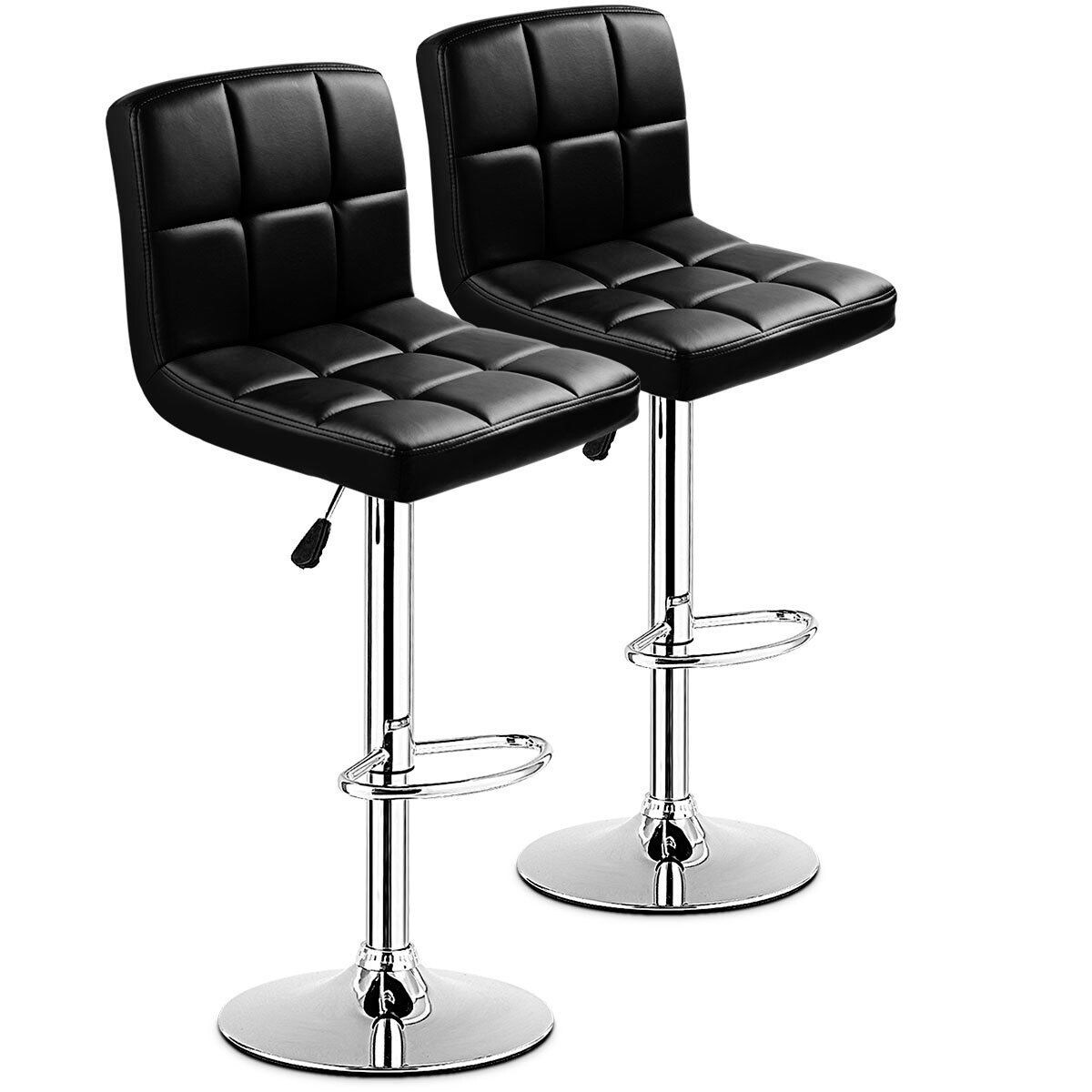 Costway Set Of 2 Bar Stools Pu Leather Adjule Barstool Pu Leather Adjule Barstool