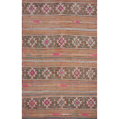 Hand Woven Oriental 100% Wool Carpet Southwestern Tribal Multi-Colored Kilim Area Rug - 6' 10'' X 5' 0''