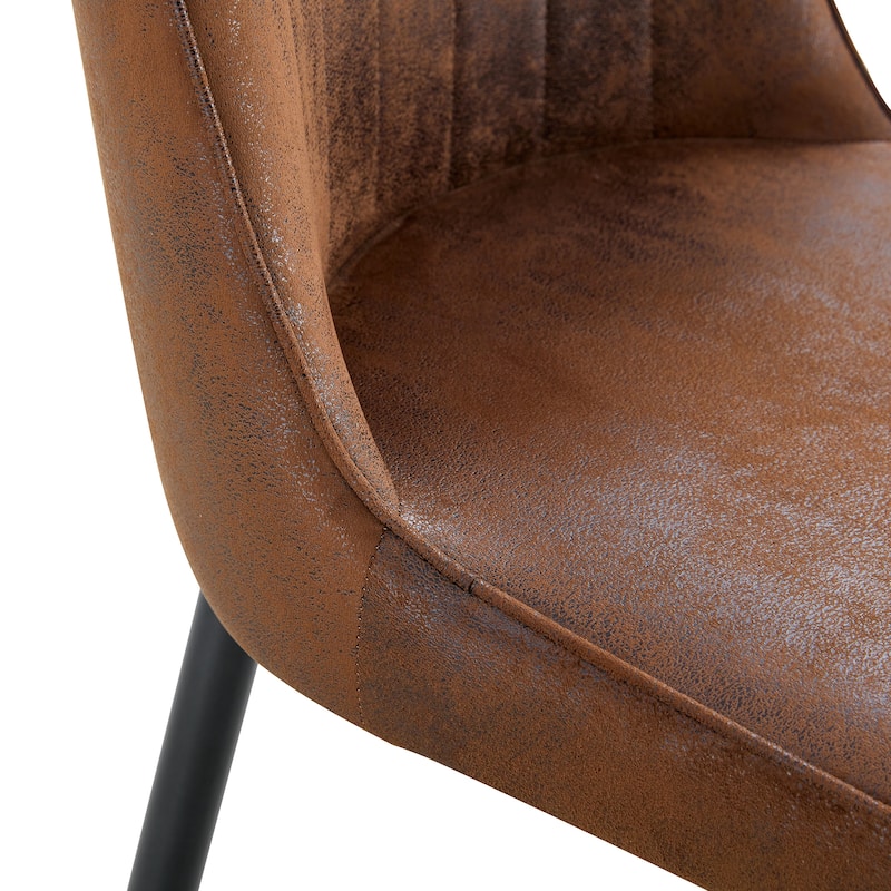 Roomfitters Suede Velvet Dining Chairs with Black Metal Legs, Upholstered Set of 8 for Dining Room or Living Space, Brown+Black