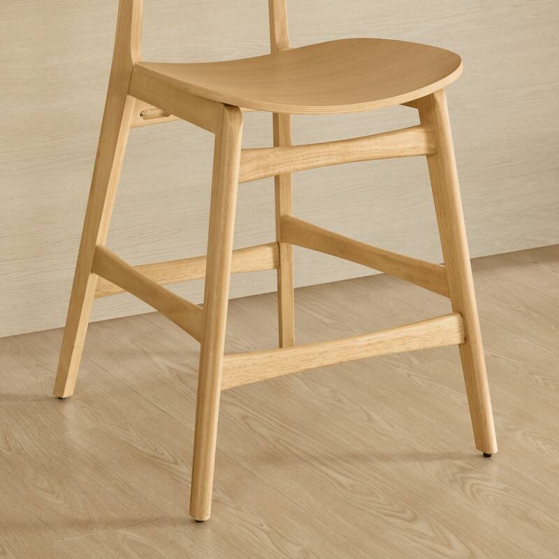 Spruce & Spring Modern Farmhouse Bar Stool with Bentwood Back and Saddle Seat