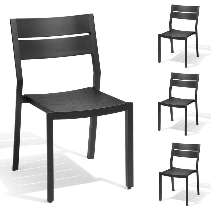 VredHom 2/4 PCS Outdoor Modern Aluminum Stackable Dining Chairs