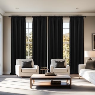 Deconovo Solid Rod Pocket Curtain Panel Pair, Set of 4 Panels