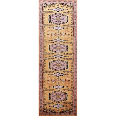 Geometric Viss Indian Runner Rug Hand-Knotted Wool Carpet - 2'7"x 9'10"