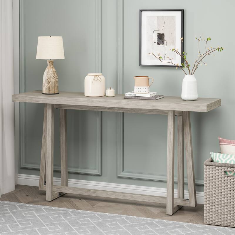 GDFStudio Theryn Magnesium Oxide Console Table with Wood Grain Design and Versatile Use