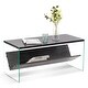 preview thumbnail 2 of 7, Ivinta SoHo Coffee Table, Gray / Glass Small Cocktail Table with Storage Shelf