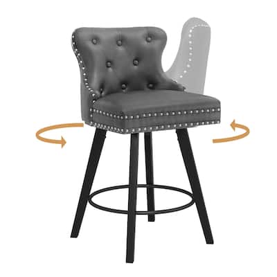 LUE BONA Swivel Bar Stools Counter Height, Upholstered Counter Stools with Backs - 26"H