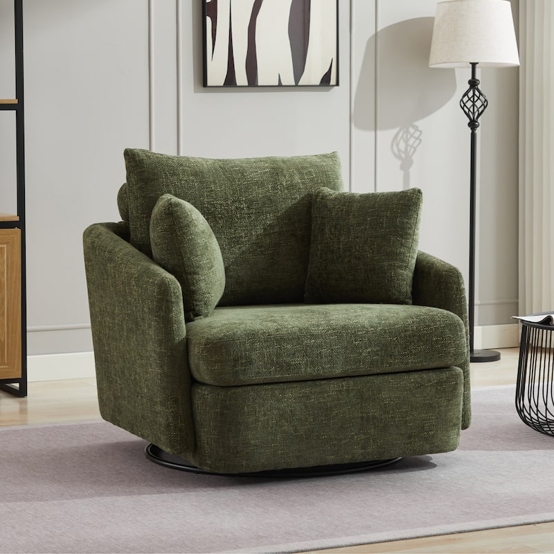 40.6" W Upholstered Swivel Accent Sofa Chair With Pillows