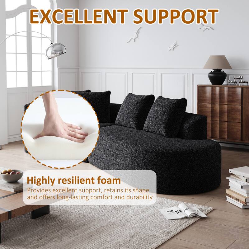 Modern Chenille Upholstered Sectional Sofa Free Combination 4 Seater Extra Deep & Wide Curved Cloud Couch with Throw Pillows