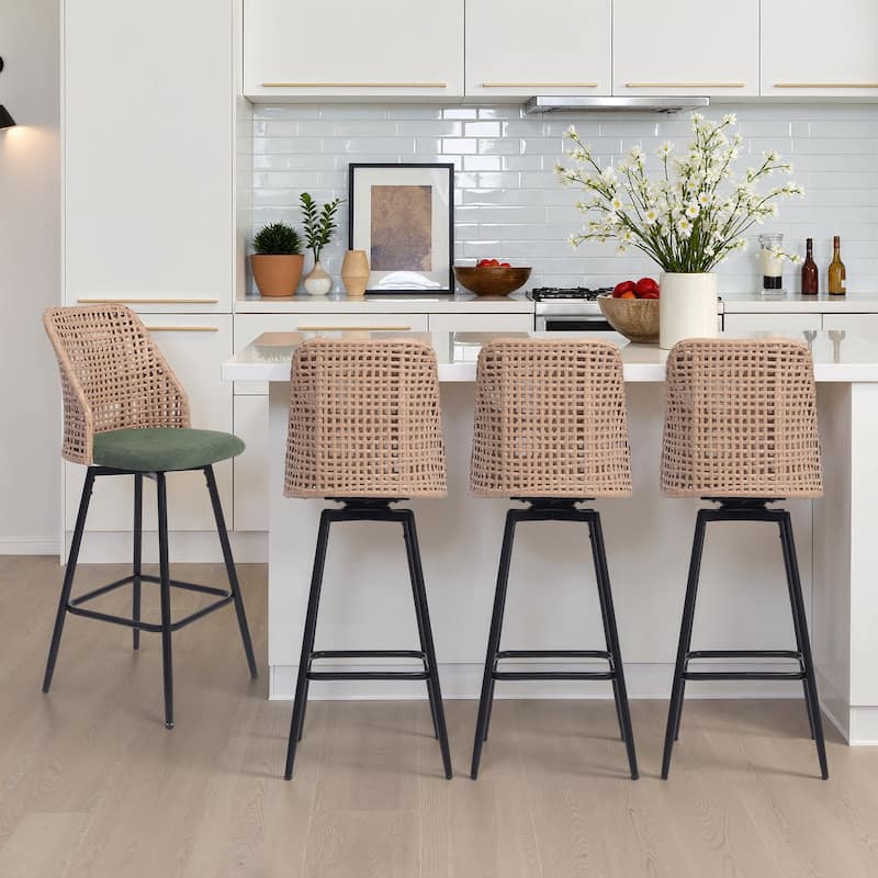 28.7"H Swivel Bar Stools/ Counter Stools with Metal Legs Set of 4 - Set of 4
