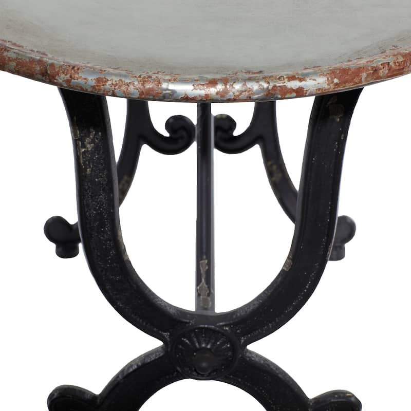 Metal Scroll Oval Console Table with Distressed Accents - Gray - Roche River Decor - 18"W x 45"L x 29"H