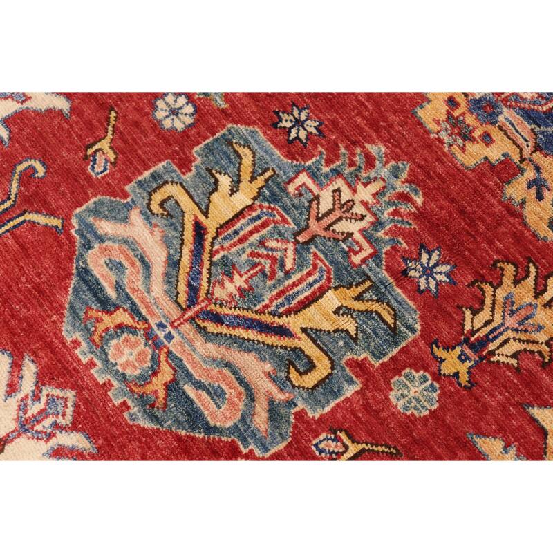 Southwestern Super Kazak Selene Red/Beige Hand Knotted Wool Rug - 10'1'' x 14'0''