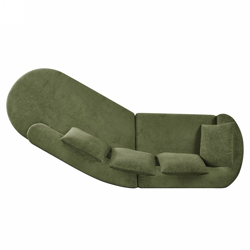 116" Modern Curved Sectional Sofa with High-Density Fully Compressed Sponge and Chaise Lounge, Pearl Upholstery, 2-Piece Set