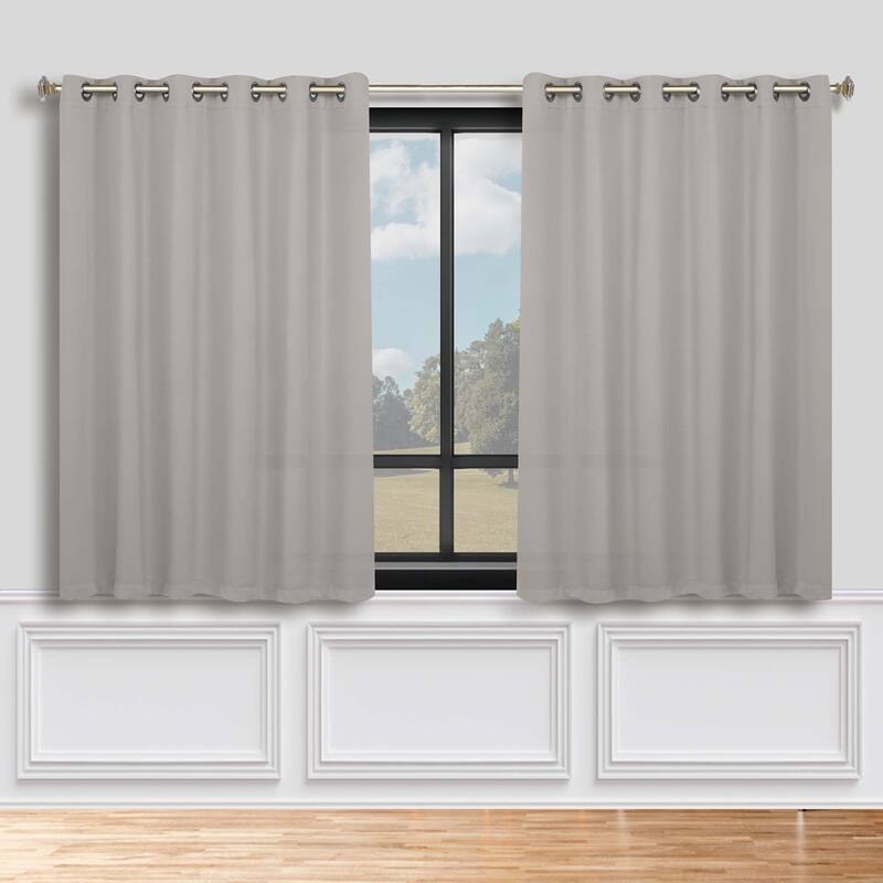 Superior Solid Machine Washable Room Darkening Grommet Blackout Curtains, Set of 2