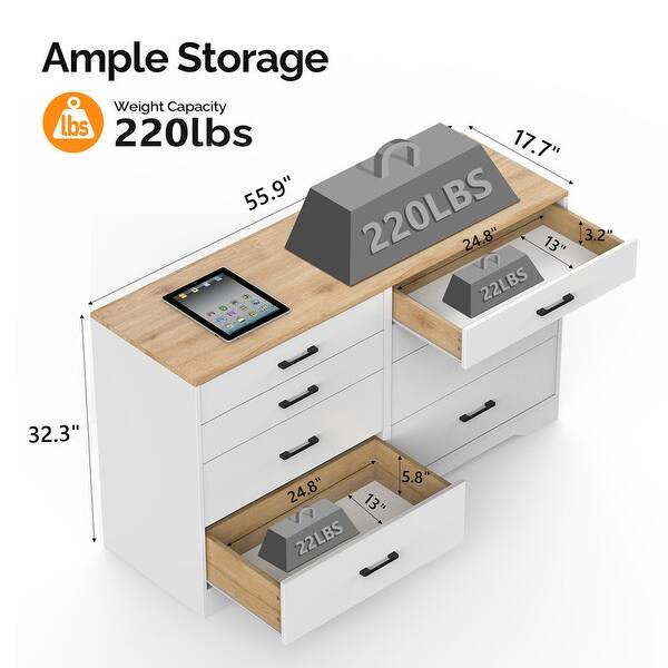 Brown and White Embossed MDF with Melamine Double-Row Eight-Drawer ...