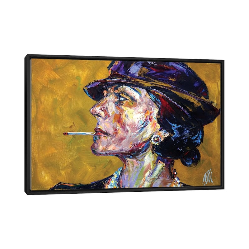 iCanvas "Coco Chanel" by Natasha Mylius Framed Canvas Print - Black - 26x40