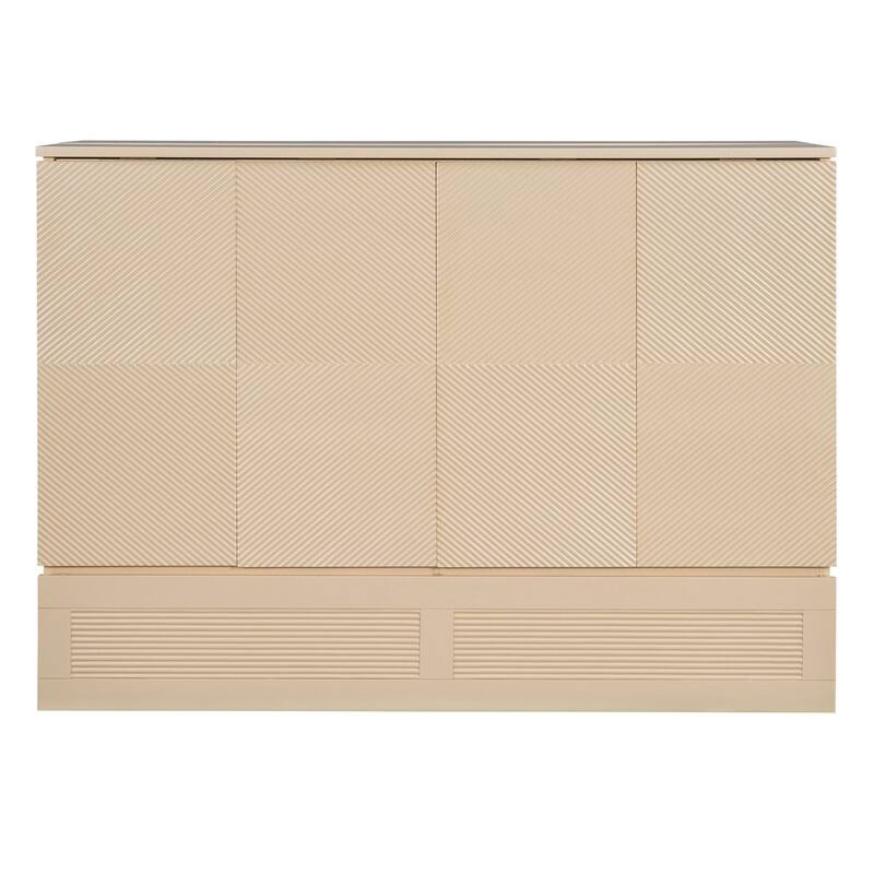 Full/Queen Size Murphy Bed Wall Bed with a Large Drawer, Foldable Murphy Cabinet Bed with a set of Sockets & USB Ports